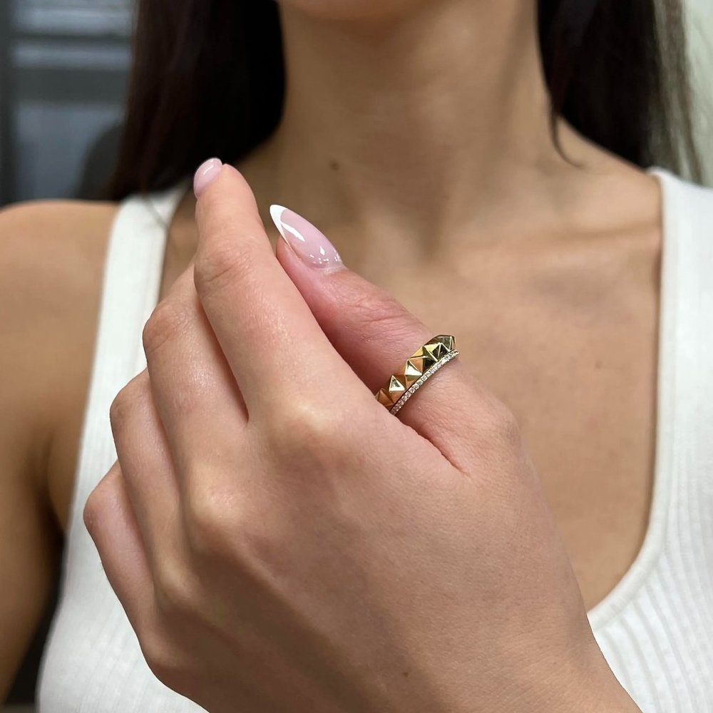 Messika 0.29Cttw Spiky Gatsby Diamond Band Ring 18K Yellow Gold Size 52 US 6.25